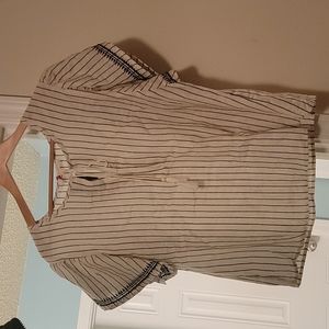 Cream and blue linen top